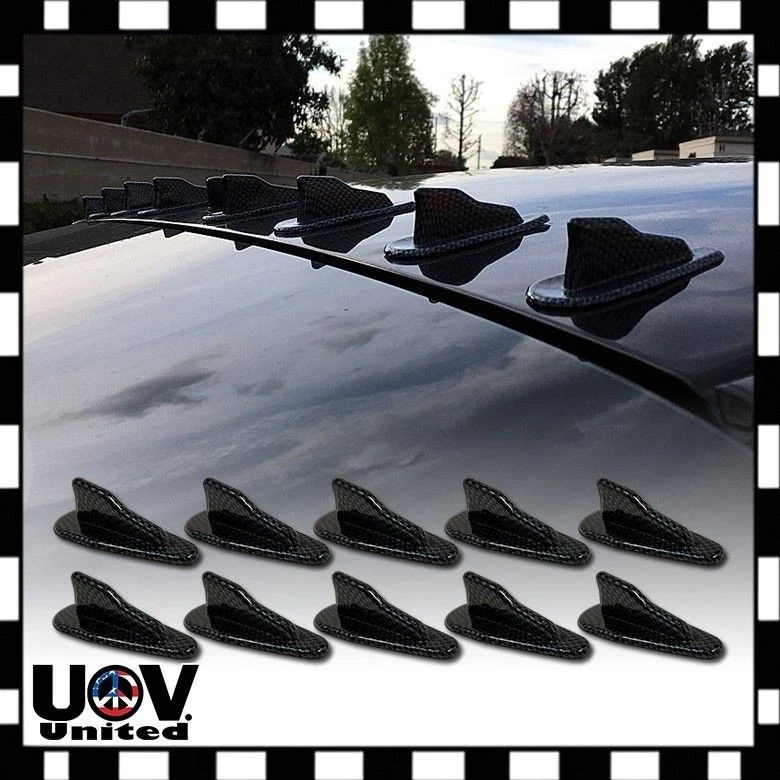 Generador de vórtice de aire de fibra de carbono EVO aleta de tiburón alerón de chorro maletero difusor de techo Foto 2 de 4