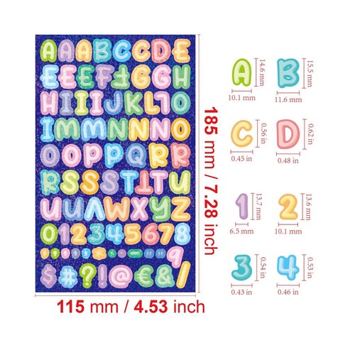 6Pcs Letter Number Stickers Label Cute for Planners Scrapbook Christmas Card - Picture 6 of 6