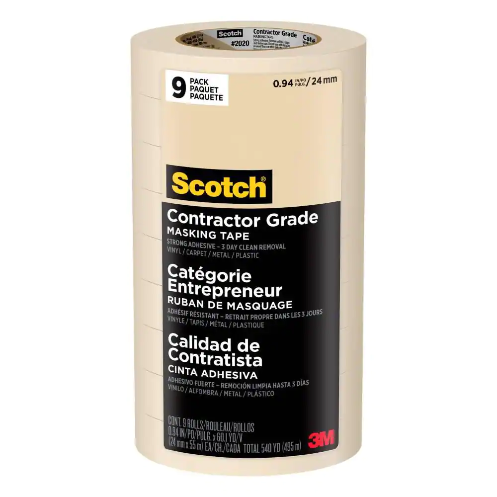 3M Scotch Masking Tape Painting Contractor Grade 0.94 Inch X 60.1 Yds 9