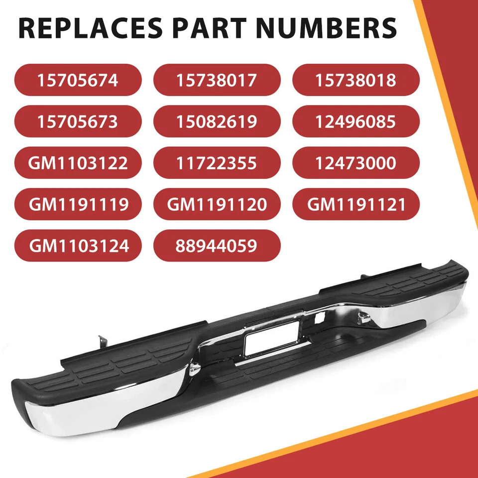 Complete - Chrome Rear Bumper For 1999-2007 Chevy Silverado GMC Sierra 1500 2500 - Image 3 of 4