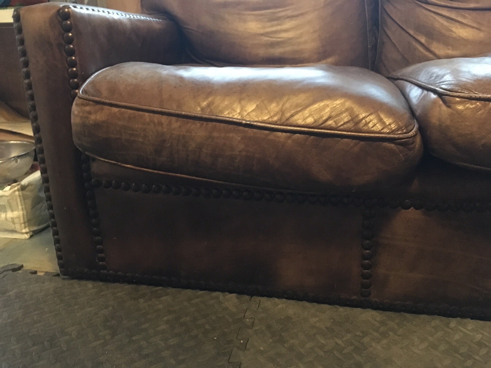 Vintage 3 Seater Brown Leather Sofa eBay