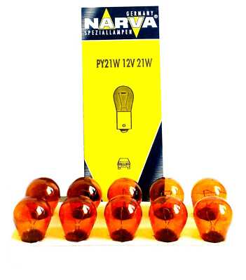 10x 17638 Narva 12V 21W PY21W BAU15s amber Glühlampe Glühbirne Kugellampe  N36w
