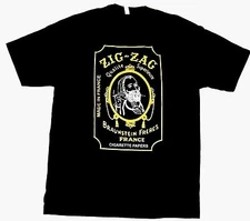 ZIG ZAG T-Shirt Rolling Paper Marijuana Weed Smoking Tee Men's Black New