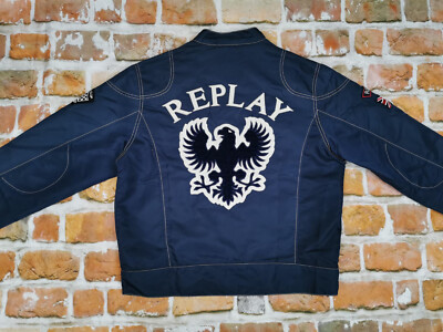 Replay Blue Jeans Vintage Bomber Biker Jacket Adler Casual Blue Size: XL Tip Top