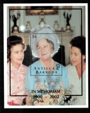 Antigua 2002 - Queen Mother Memorial - Souvenir Sheet Stamps - Scott #1910 - MNH