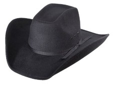 Youth Kids size BLACK FAUX FELT 8 SECOND COWBOY HAT w/ Black band Elastic head
