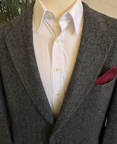 CROFT BARROW MENS BLAZER SIZE 46 HERRINGBONE SPORT COAT MADE IN USA JACKET - Picture 4 of 13