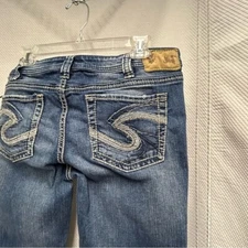 Silver Jeans AIKO Blue Bootcut Denim with Decorative Stitching 34x35L