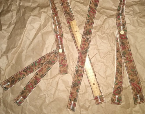 Civil War Suspenders BROWN GREEN PAISLEY Sewn Period Hand Crank Sewing Machine