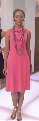Linea by Louis Dell'Olio Knit Cowl Neck Tank Dress A254318 2X Geranium Pink