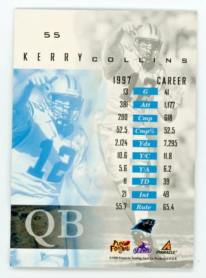 1998 Pinnacle Mint Collection Kerry Collins Card #55 - Image 2 of 4