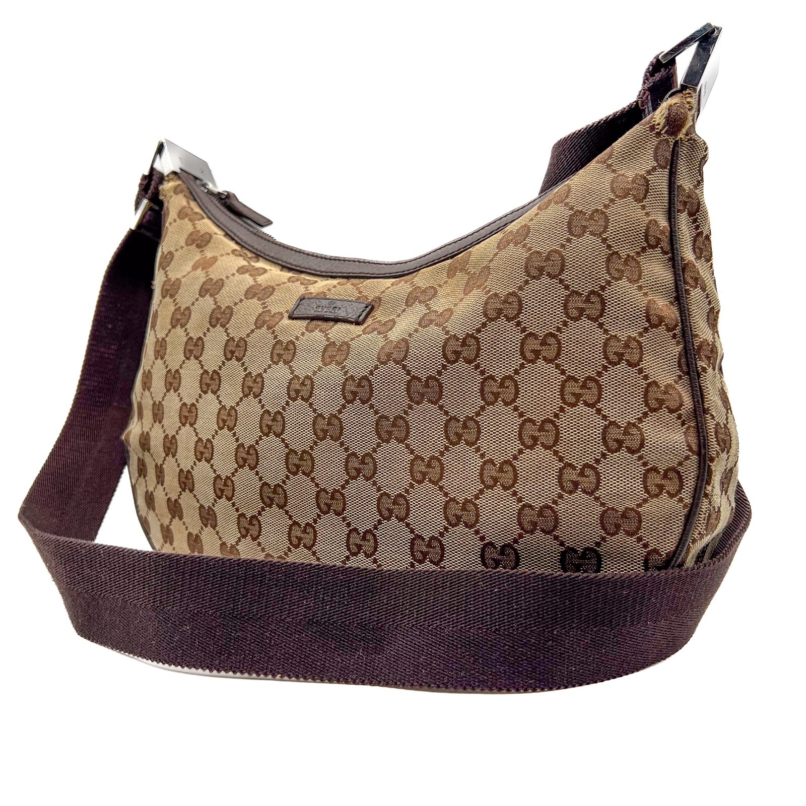Borsa a tracolla Gucci GG Supreme tela pelle marrone 122790 autentica