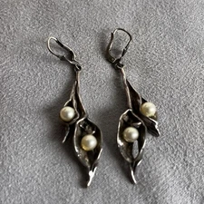 Sterling Silver Pea Pod Earrings 925