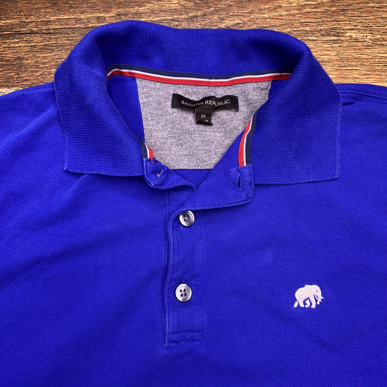Banana Republic Polo Shirt Adult Medium Royal Blue Cotton Elephant Golf Mens eBay