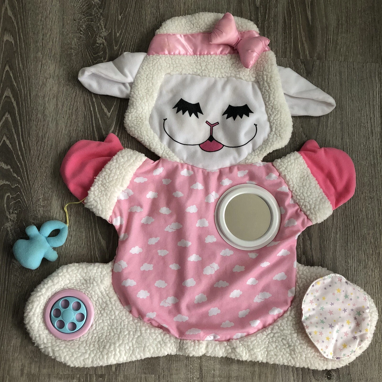 Vintage Lamb Chop 1993 Shari Lewis Play Activity Mat Baby Girl Pink Mirror