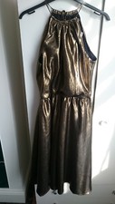Metallic Gold Halter Neck Dress , size 10. RRP £130