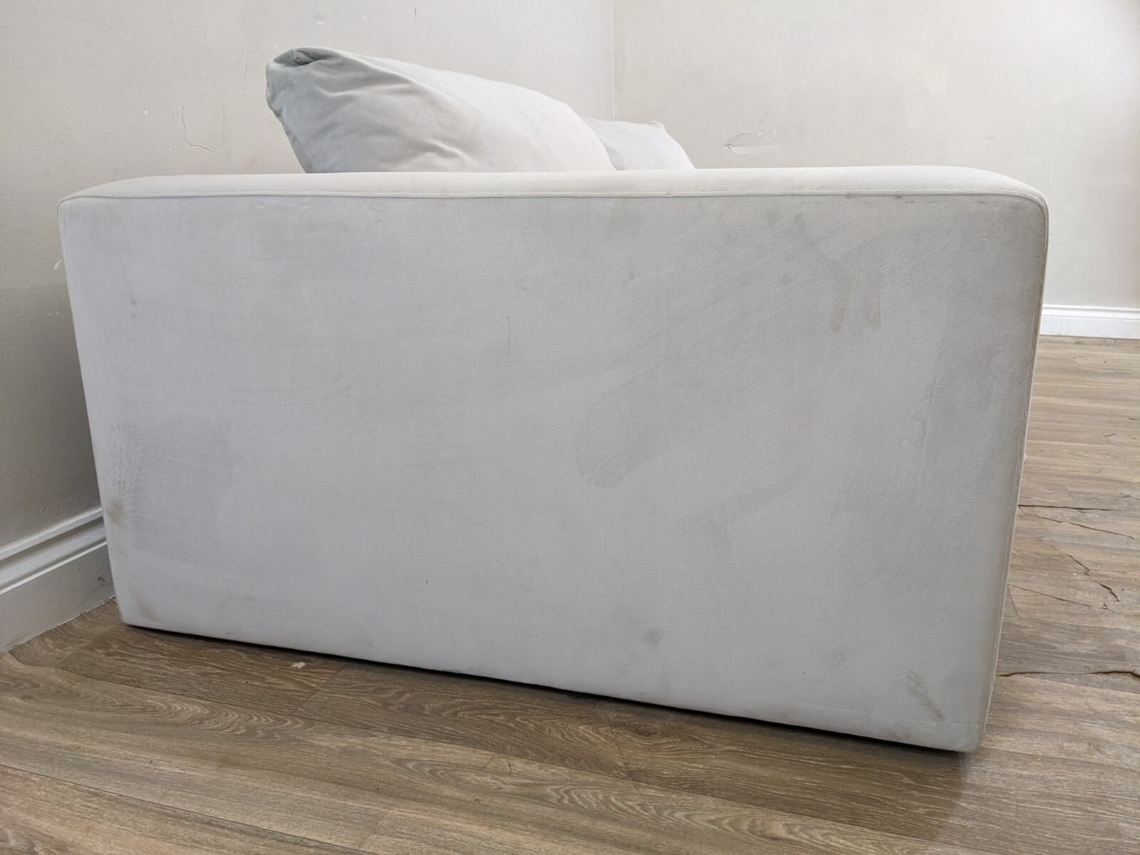 SOFA 3 Seater Debenhams Goodwood Grey Velvet Low Profile Removable Cushions eBay