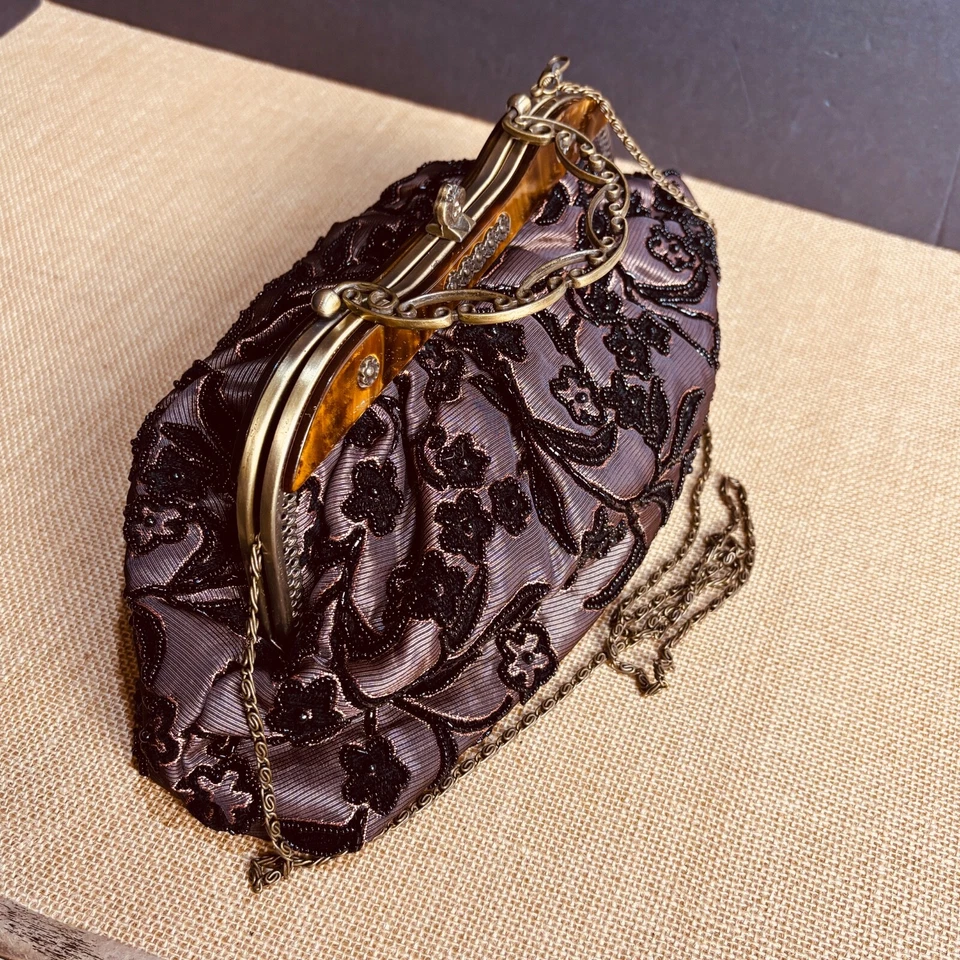 De Colección Bolso de Mano Bordado con Cuentas Cartera Bandolera Boho Formal Victoriano Romántico DEFECTUOSO Foto 2 de 4