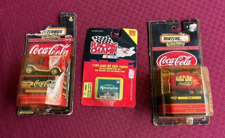 Collection of 3 Coca - Cola Cars : Matchbox Collectibles x 2 + Racing Champion