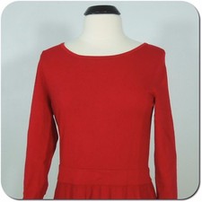 ANN TAYLOR Dress L LARGE Womens Red Rayon Nylon 3/4 Sleeves