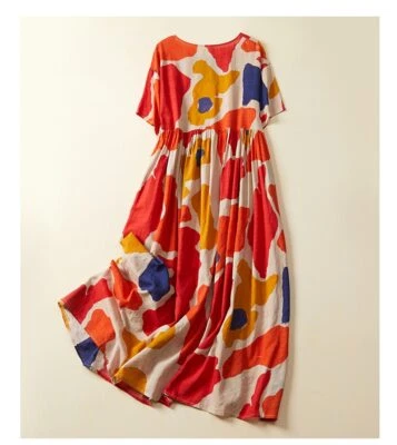 Plus Size Beach Floral Dress Cotton Ladies Dresses Loose Summer Casual Long  | eBay