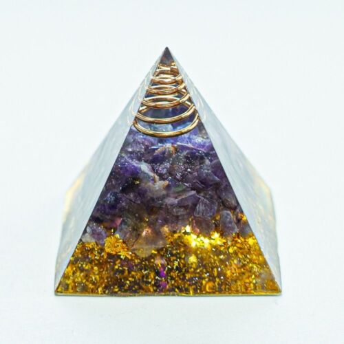 Natural Crystal Pyramid 1.57inch Amethyst Fashion Energy Resin Pyramid  Gift - Picture 1 of 22