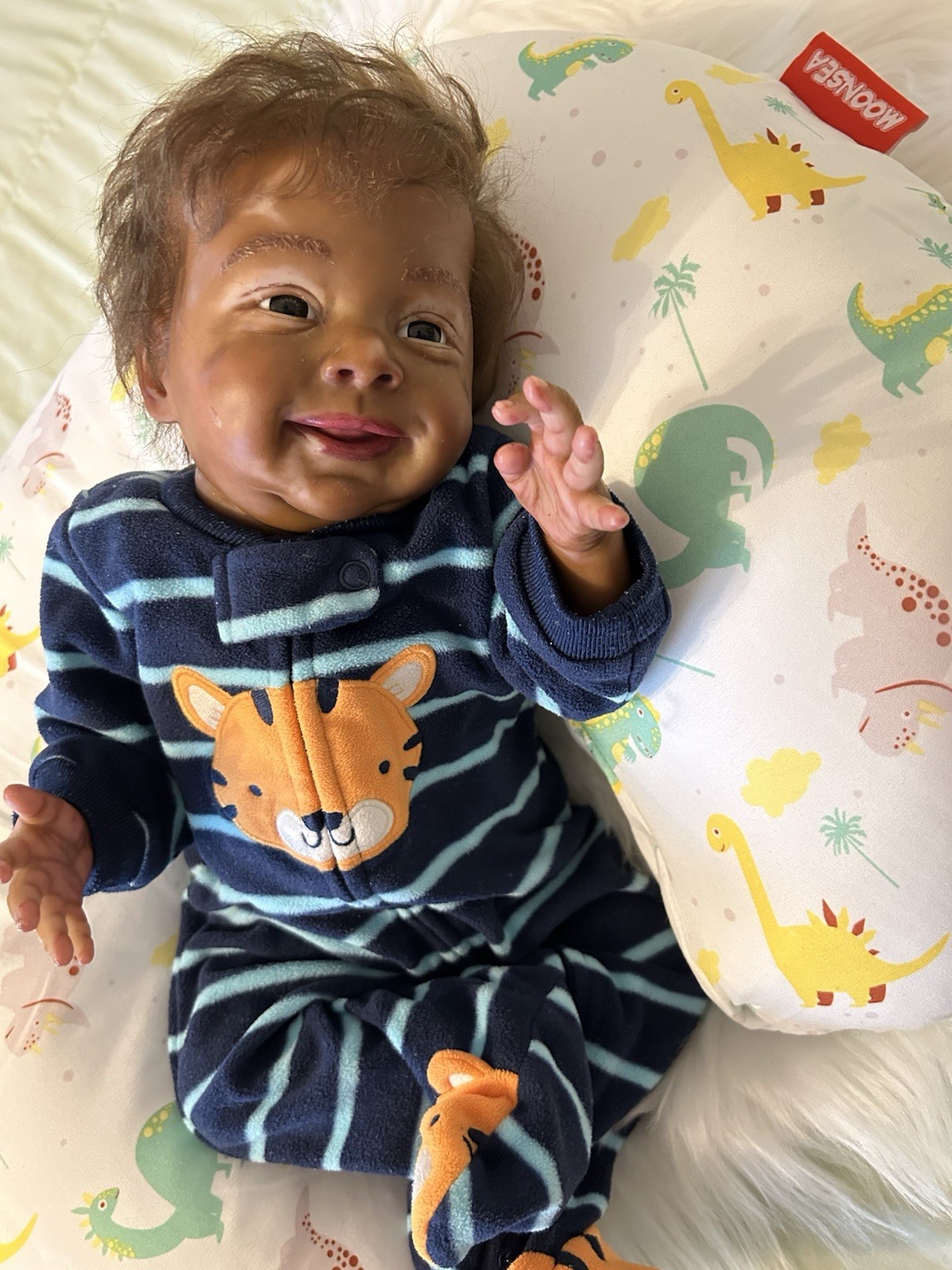 Reborn Doll Curly Brown Hair Medium Dark Multiracial Outfit 