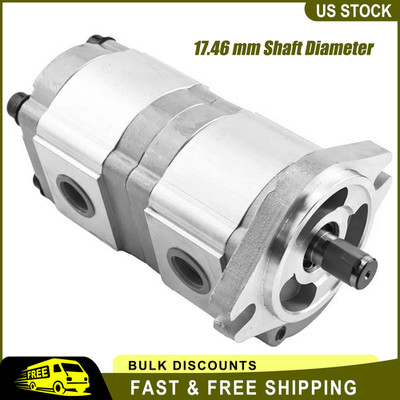 Shaft 17.46mm Hydraulic Tandem Double Gear Pump For HGP-33A-F6/6R NEW