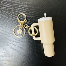 Mini "Stanley Style" Tumbler Keychain Chapstick Holder Cream Accessory For Bag