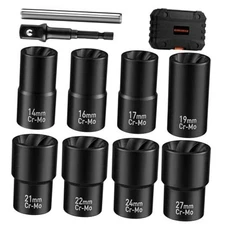 Wheel Lock Removal Kit Lug Nut Remover, 1/2-Inch-Drive Impact Easy Out 10 Piece