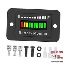 12V 24V 36V 48V 60V 72V Battery Monitor Meter, Waterproof LED Battery Capacity