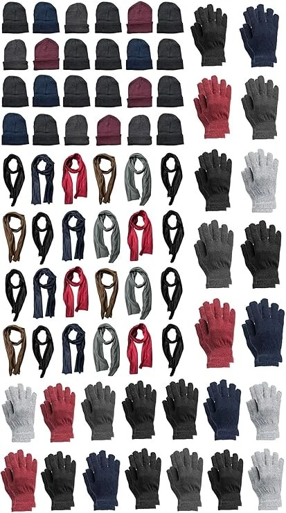 Yacht & Smith 24 Pack Unisex Bulk Cold Weather Winter Kits - Hats Gloves Scarves