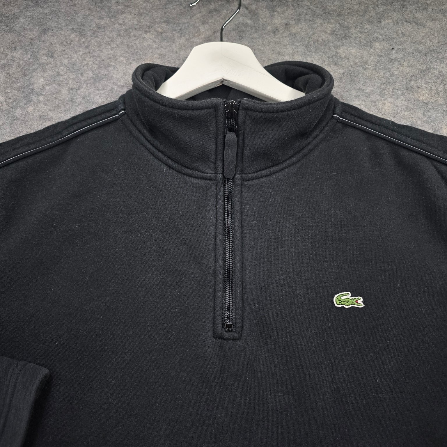 Lacoste Sport Men's Black Quarter Zip Sweatshirt Size 7 Polyester Cotton thumbnail 5