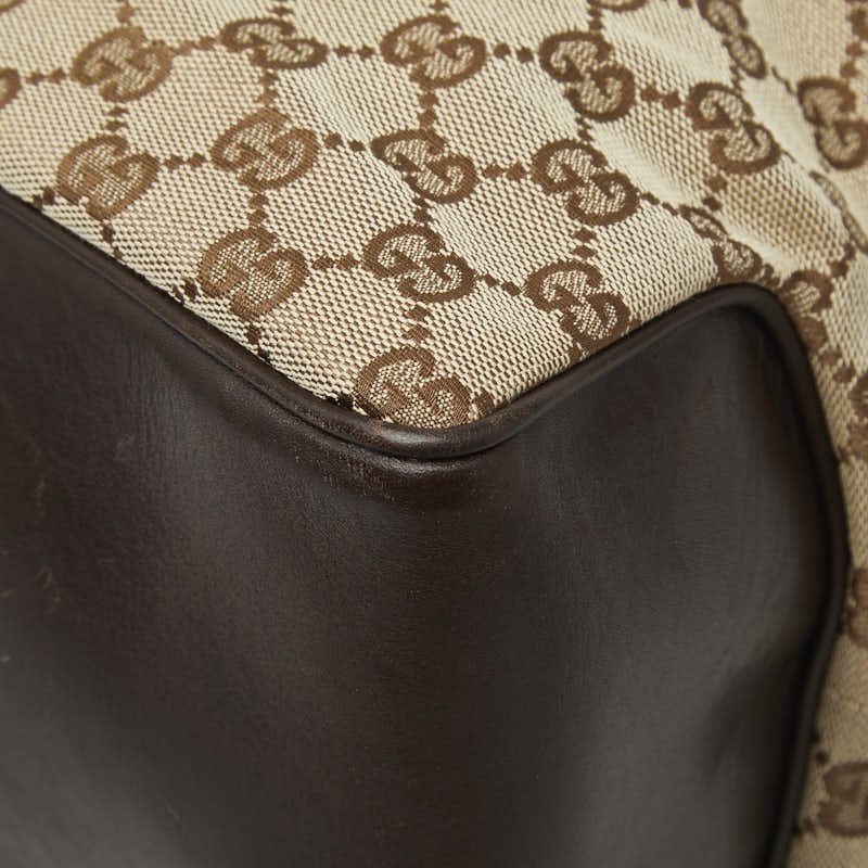 Gucci GG Canvas Shoulder Bag Tote Beige Brown Leather Women Used Authentic thumbnail 4