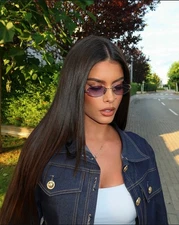 Miu Miu Logo MU A54S ZVN80O Round Sunglasses in Gold / Blue Gradient Lens