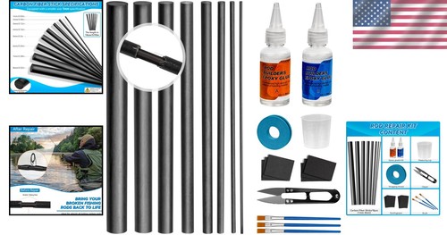 Kit riparazione canna da pesca senza sforzo - set completo 35 pezzi con bastoncini in fibra di carbonio - Foto 2 di 9