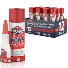 Kraken Bond WOW Marble&Granite Super Fast Adhesive + Accelerator 12 Pk (6.75oz)
