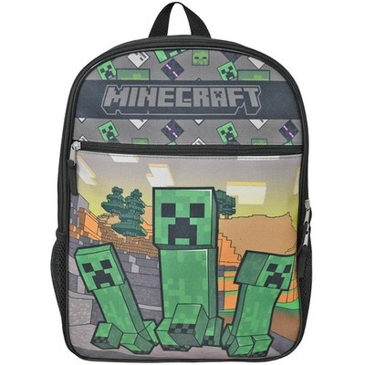 Large Backpack - Minecraft 3-Creeper Attack 16'' School Bag NEW Black