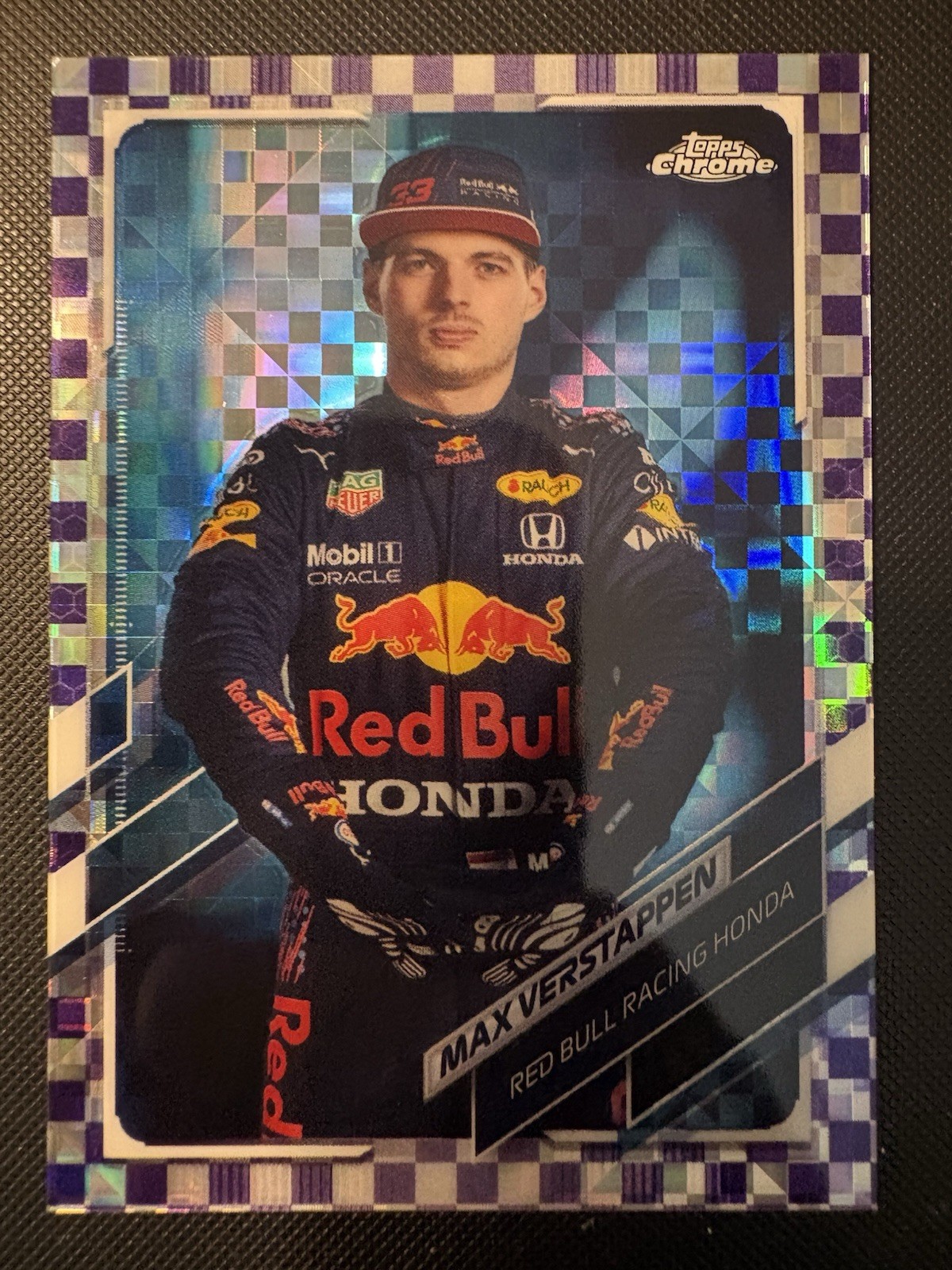 Max Verstappen 2021 Topps Chrome Formula 1 #3 PURPLE CHECKER REFRACTOR #166/199!