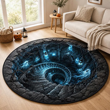 Halloween Pumpkin 3D Illusion Rug, 3D Halloween Vortex Rug, Spooky Gothic Floor