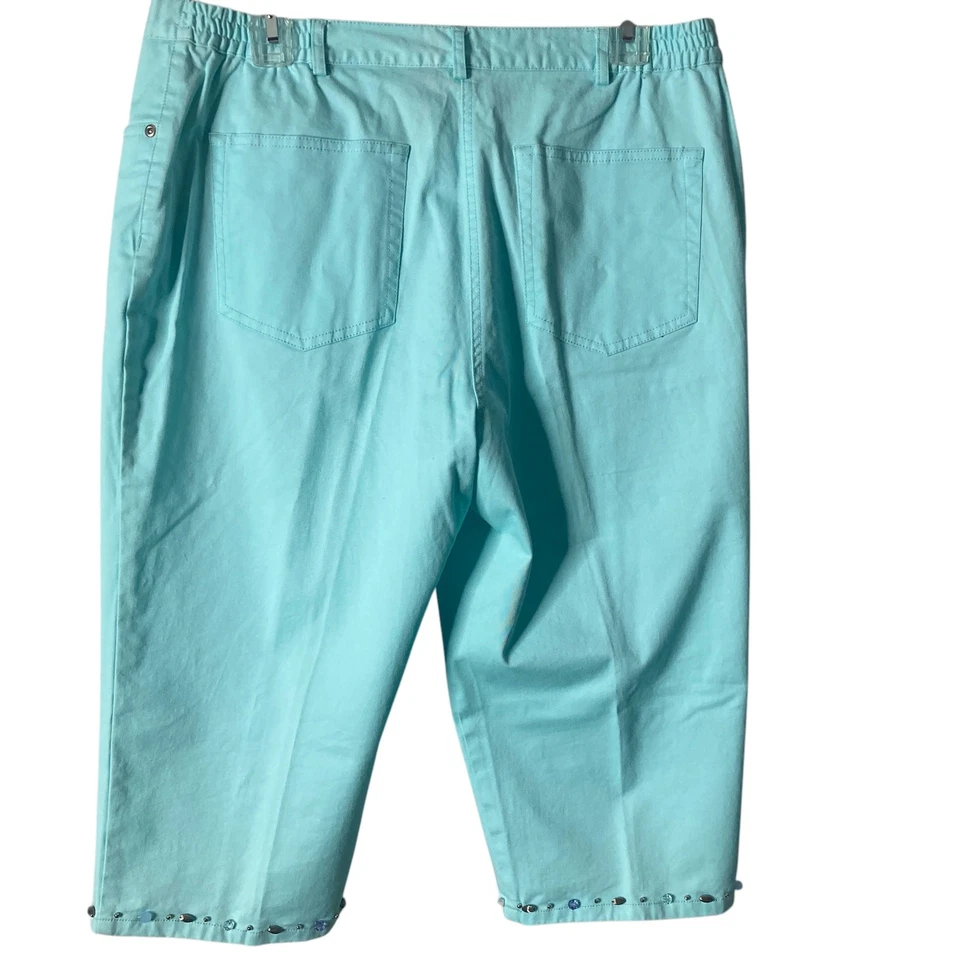Hearts of Palm Capris Aqua Green Womens 12 Beaded Hem - Image 2 of 4