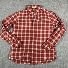 J.Crew Shirt Mens Medium Red Plaid Secret Wash Slim Stretch Button Down Gingham