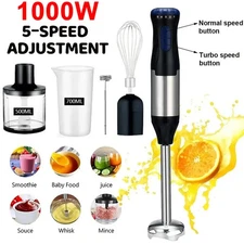 5-in-1 Hand Immersion Blender 1000w Entire Stainless Steel Blender Baby food