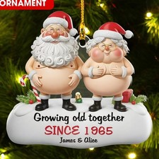 Custom Growing Old Together Since Couple 2D FLAT Ornament, Funny Couple