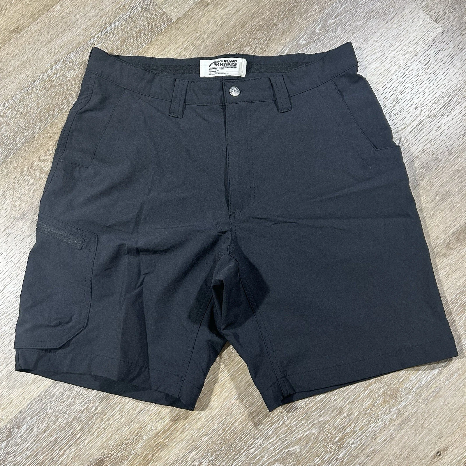 Mountain Khakis Shorts Cargo Quick Dry Nylon Black Mens 34 X 9 Utility Hiking