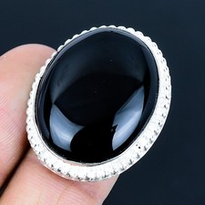 Black Onyx Gemstone Handmade 925 Sterling Silver Jewelry Ring Size 6.5