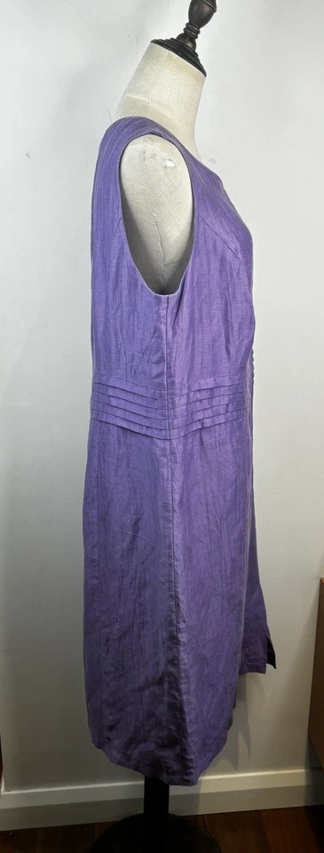 Gerry Webber Purple Linen Dress Size 44 AU UK 18 US 14 Shift Sleeveless RRP$359 — 第 3/4 张图片