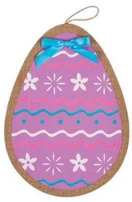 Bright Easter Egg Burlap Door Sign