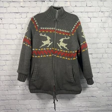 VTG 70S FOX RUN FULL-ZIP REVERSIBLE MOHAIR WOOL INSULATED SWEATER JACKET SIZE M