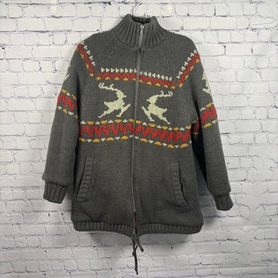VTG 70S FOX RUN FULL-ZIP REVERSIBLE MOHAIR WOOL INSULATED SWEATER JACKET SIZE M